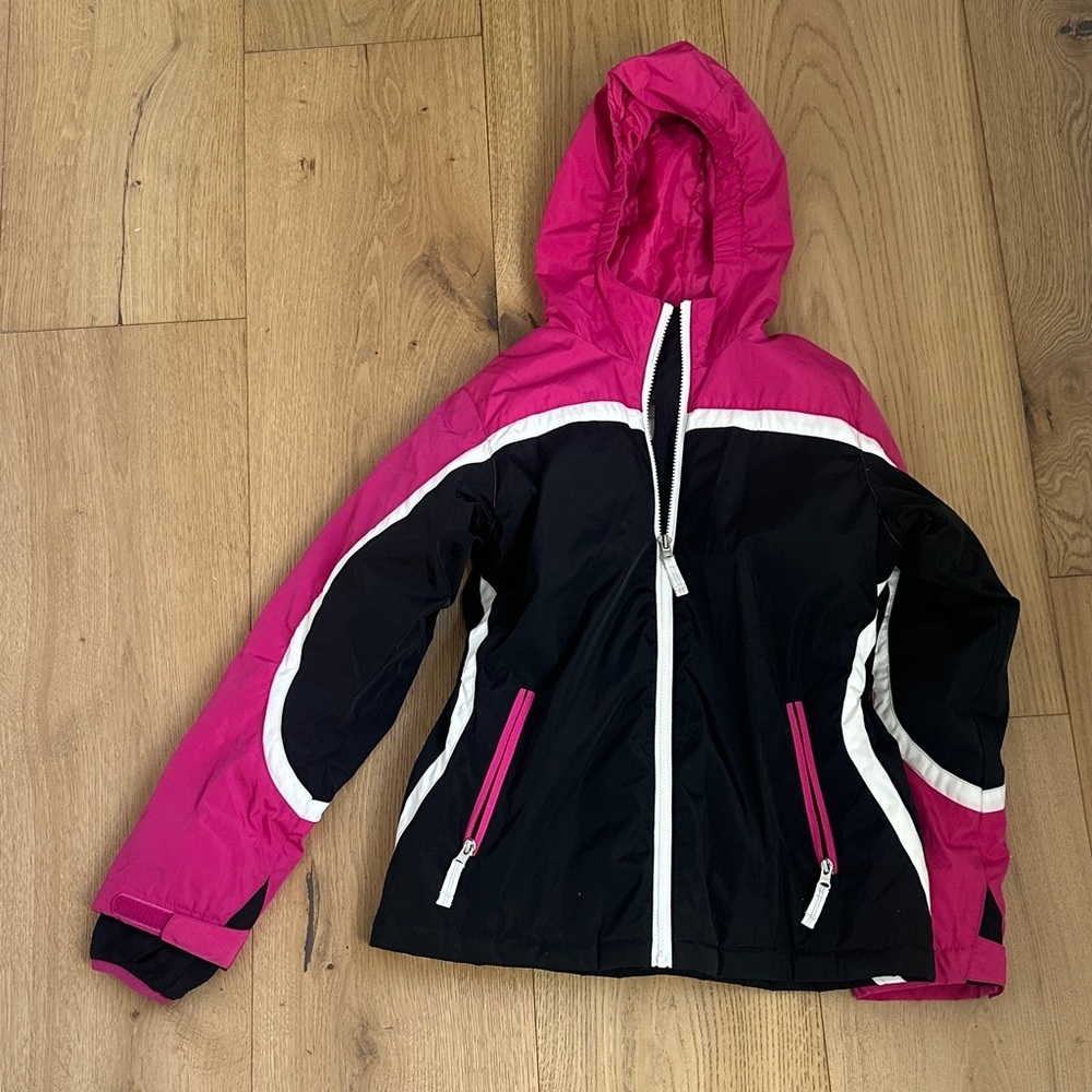 Lands' End Pink and black snow ski Jacket 10/12